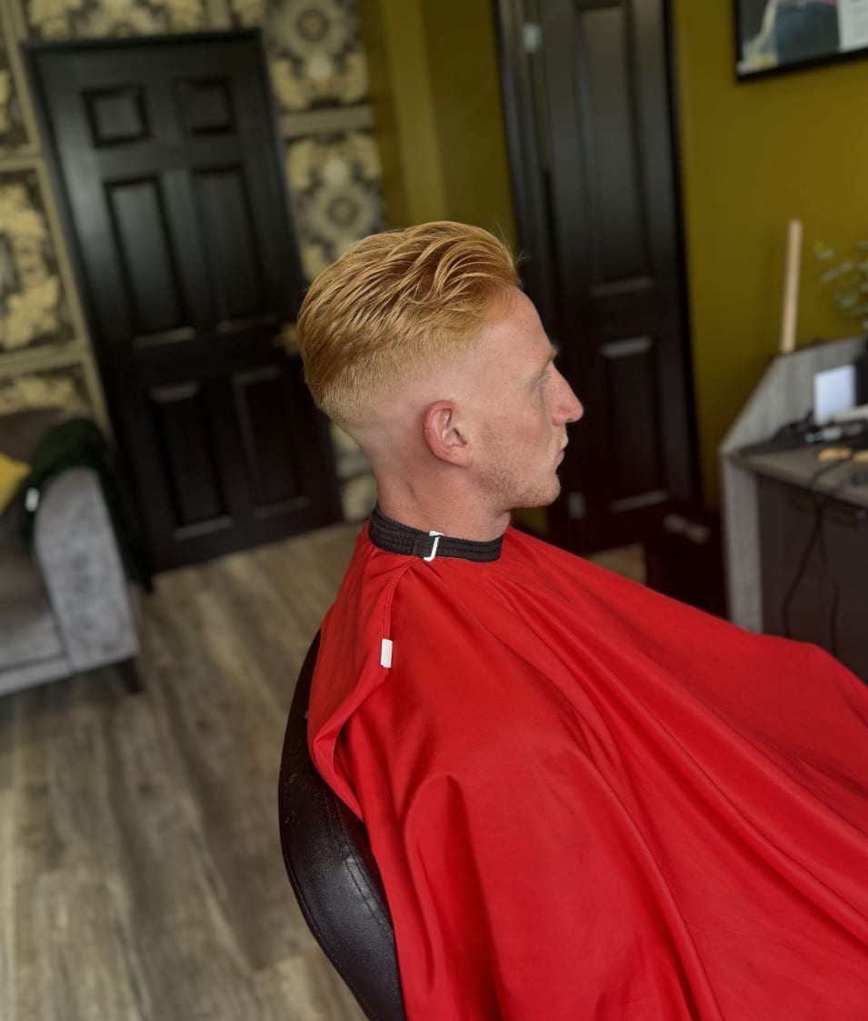 A swept-back style with a low fade